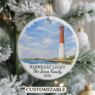 Personalized Barnegat Light, Custom New Jersey Ceramic Ornament