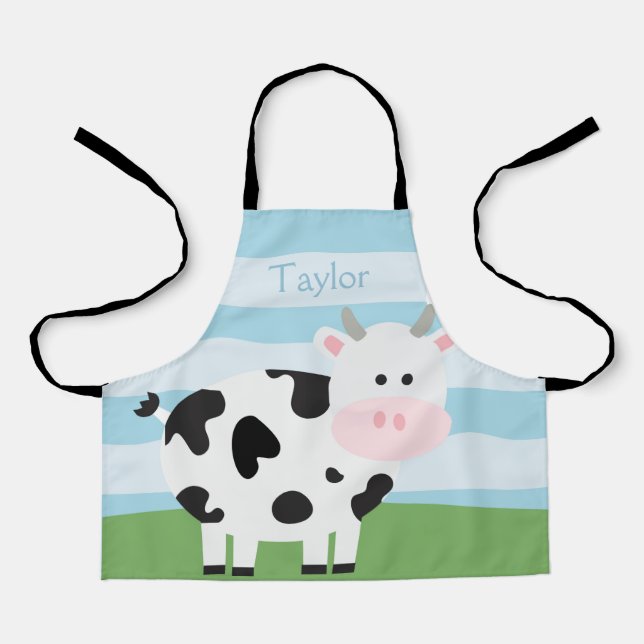 Personalized Barnyard Cow Kids Apron (Front)