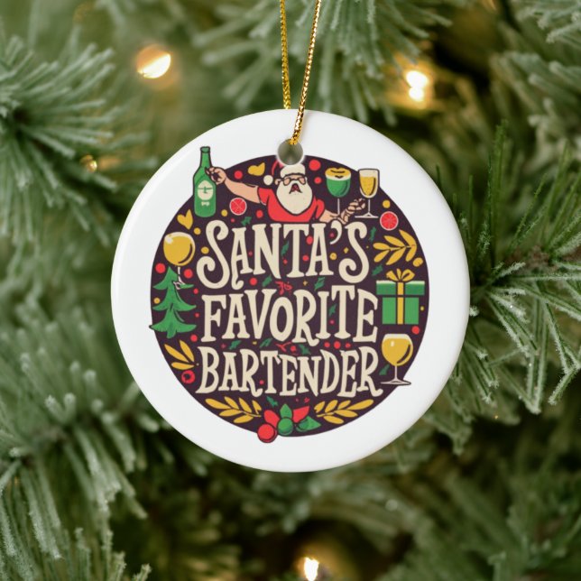 Personalized Bartender Christmas Ornament  (Tree)