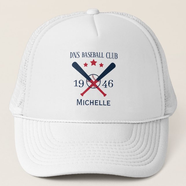 Personalized baseball Club Name Classic Trucker Hat (Front)