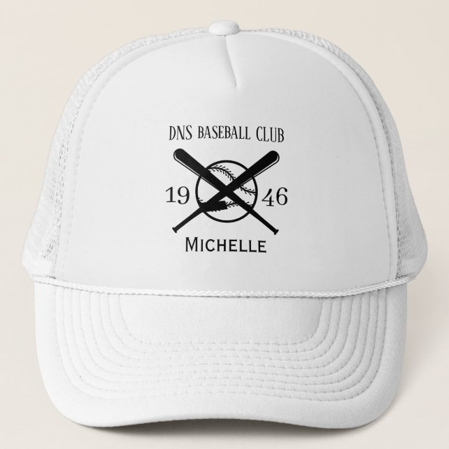 Personalized baseball Club Name Classic Trucker Hat (Front)
