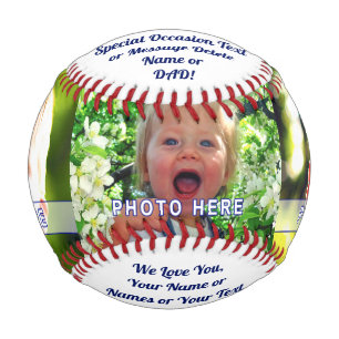 Personalized Baseball Gifts for Dad, 1 to 3 PHOTOS