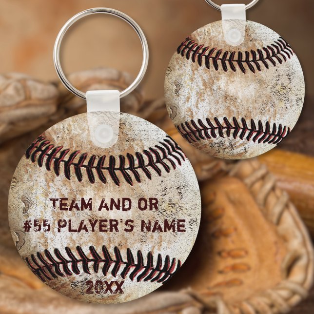 PERSONALIZED Baseball Gifts for Players, Seniors Key Ring (Cool Vintage look, Personalized Baseball Team Gifts. Nice, Gifts for Baseball Lovers and Coaches.)