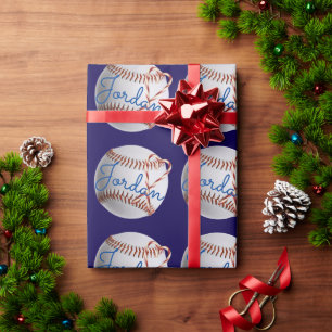 Personalized Baseball Sports Christmas Wrapping Paper