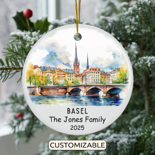 Personalized Basel Ornament, Switzerland Ceramic Ornament
