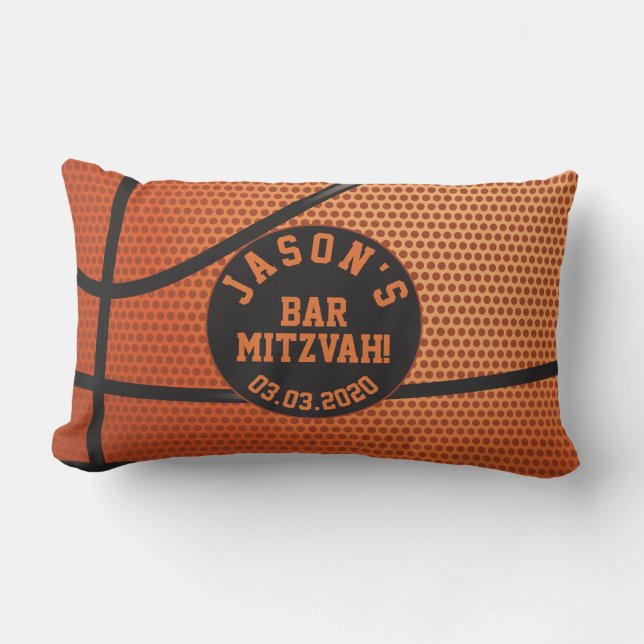 Personalized Basketball Bar Mitzvah Lumbar Cushion (Front)