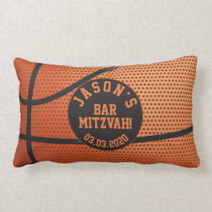 Personalized Basketball Bar Mitzvah Lumbar Cushion