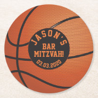 Personalized Basketball Bar Mitzvah Orange Black