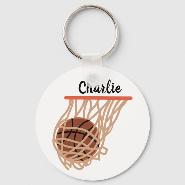 Personalized Basketball in Net Key Ring (Front)