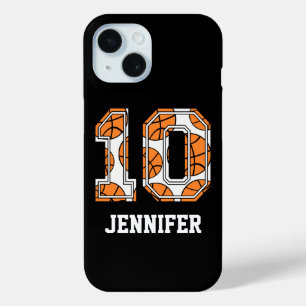 Personalized Basketball Number 10 iPhone 15 Case