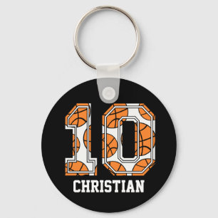 Personalized Basketball Number 10 Key Ring