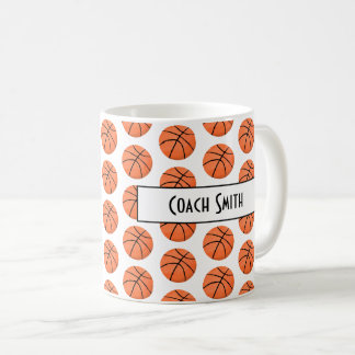 Personalized Basketball Pattern Coach Gift Coffee Mug