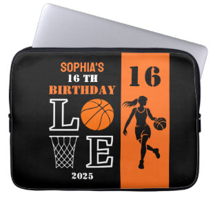 Personalized Basketball Player Girl, Birthday Gift Laptop Sleeve