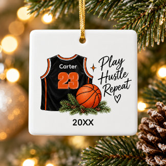 Personalized Basketball Player Name Number Ceramic Ornament