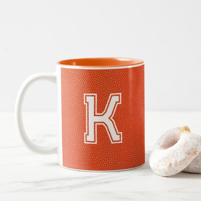 Personalized Basketball  Two-Tone Coffee Mug (With Donut)