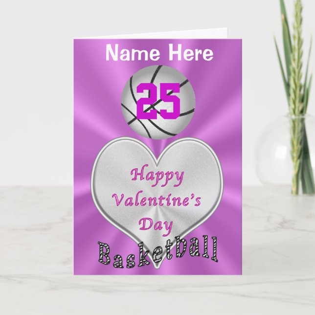 Personalized Basketball Valentines Day Cards (Front)