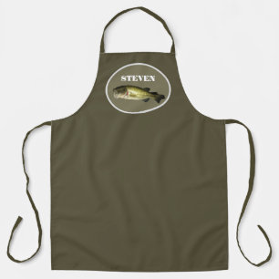 Personalized Bass Fishing Green Kitchen Apron