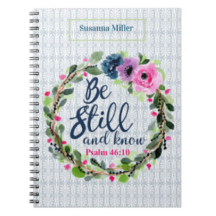 Personalized Be Still And Know Floral Bible Verse Notebook