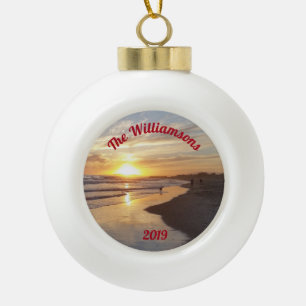 Personalized Beach at Sunset Ball Ornament