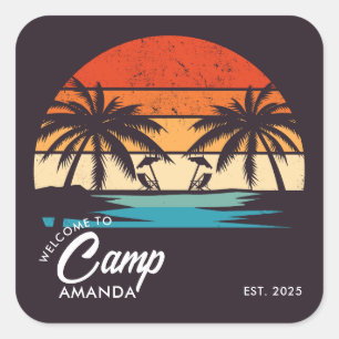 Personalized Beach Camp Bachelorette Party Custom Square Sticker