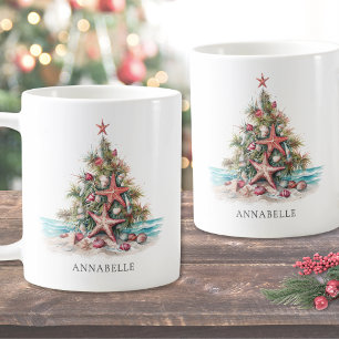 Personalized Beach Christmas Tree Coffee Mug