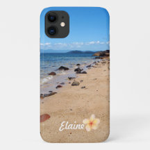 Personalized Beach Frangipani iPhone 11 Case