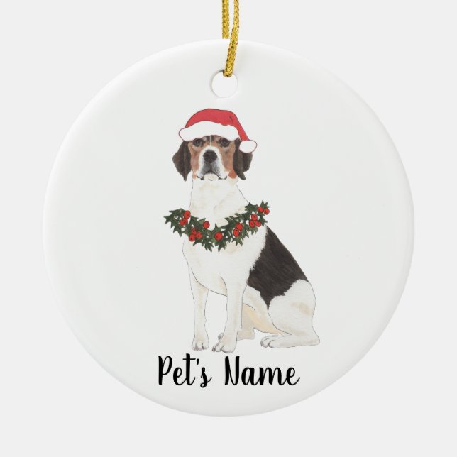 Personalized Beagle Christmas Ceramic Ornament (Front)