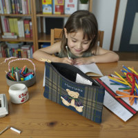 personalized Bear Plaid Pencil Pouch