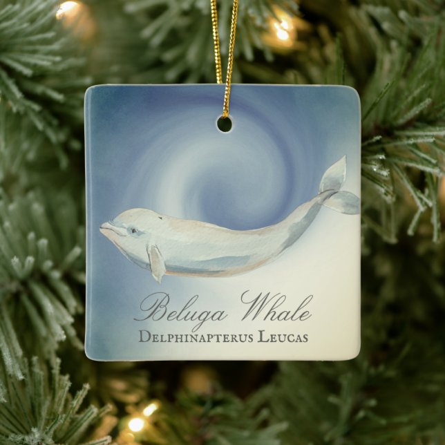 Personalized Beautiful Beluga Whale Christmas Ceramic Ornament (Tree)