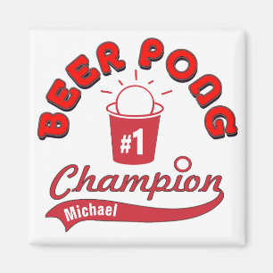 Personalized  Beer Pong Champion Award Magnet