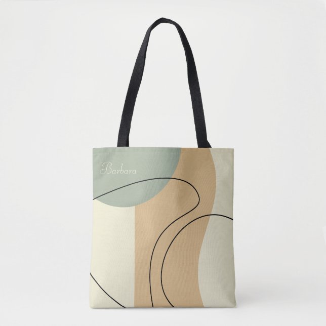 Personalized Beige Abstract Totebag Tote Bag (Front)