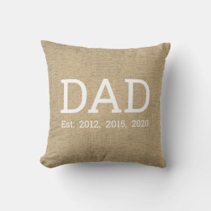 Personalized Beige Linen Father's Day Cushion