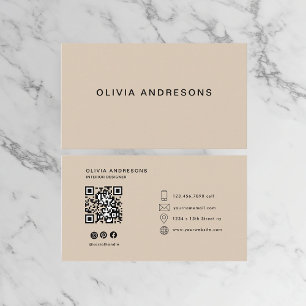 : Personalized Beige Monogram Business Card