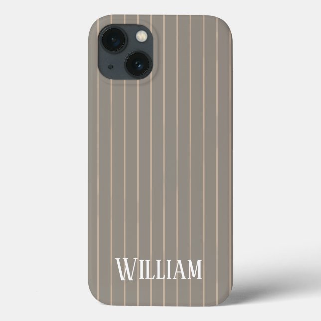 Personalized beige pinstripes Case-Mate iPhone cas Case-Mate iPhone Case (Back)