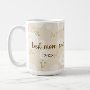 Personalized beige & whte bubbles best mom ever coffee mug