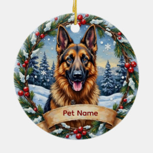 Personalized Belgian Shepherd Christmas Ceramic Ornament