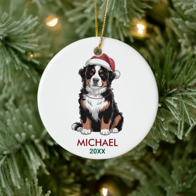 Personalized Bernese Mountain Dog Christmas        Ceramic Ornament (Tree)