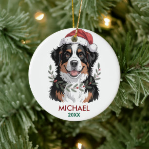 Personalized Bernese Mountain Dog Christmas Ceramic Ornament