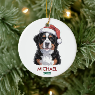Personalized Bernese Mountain Dog Christmas Ceramic Ornament