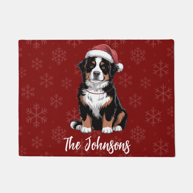 Personalized Bernese Mountain Dog Christmas        Doormat (Front)