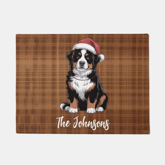 Personalized Bernese Mountain Dog Christmas        Doormat (Front)