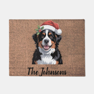 Personalized Bernese Mountain Dog Christmas Doormat
