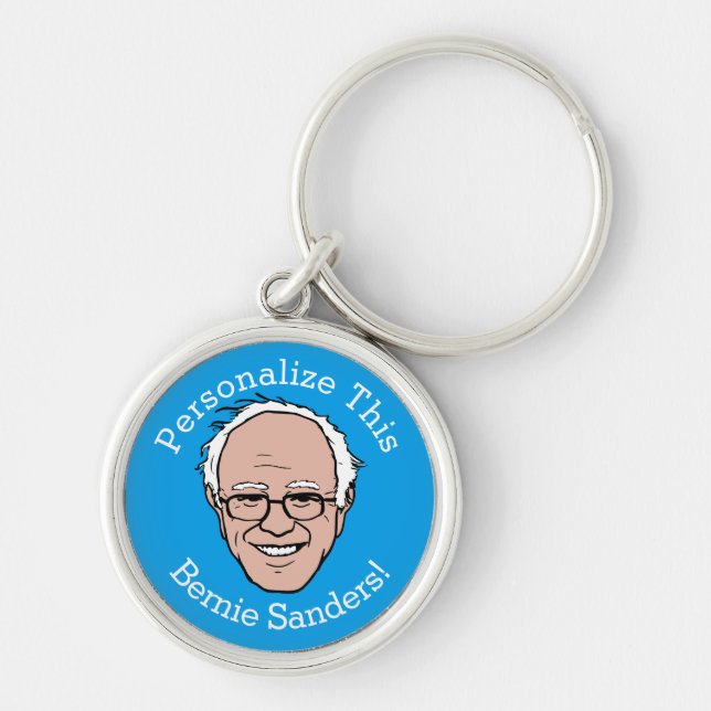 PERSONALIZED Bernie Sanders Cartoon Face Key Ring (Front)