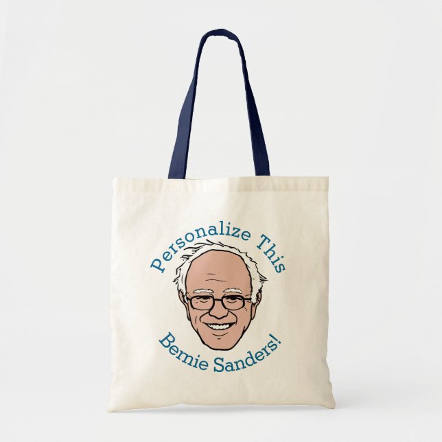 PERSONALIZED Bernie Sanders Cartoon Face Tote Bag (Front)
