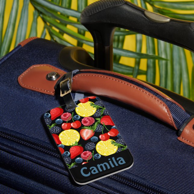 Personalized Berries & Citrus Pattern  Luggage Tag (Front Insitu 1)