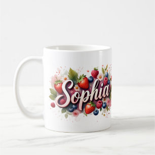 Personalized Berry Floral Name Mug – "Sophia"