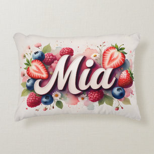 Personalized Berry Floral Name Pillow - Mia