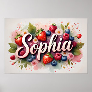 Personalized Berry Floral Name Poster – "Sophia"