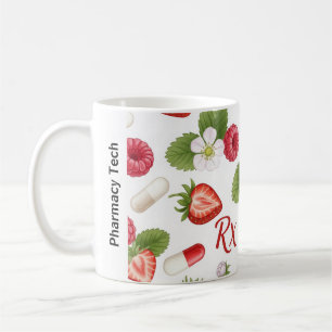 Personalized Berry, Flower & RX Symbol Pharmacy  Coffee Mug