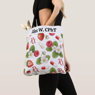 Personalized Berry,Flower RX Symbol Pharmacy Tote